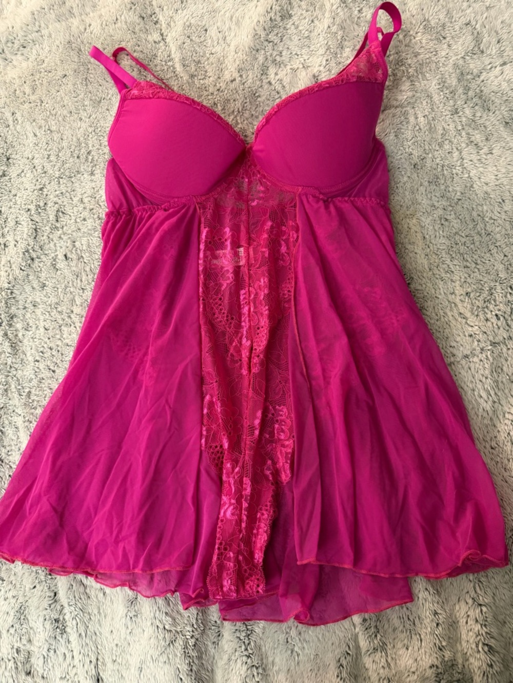 Pure Romance Hot Pink Lace Babydoll Chemise
